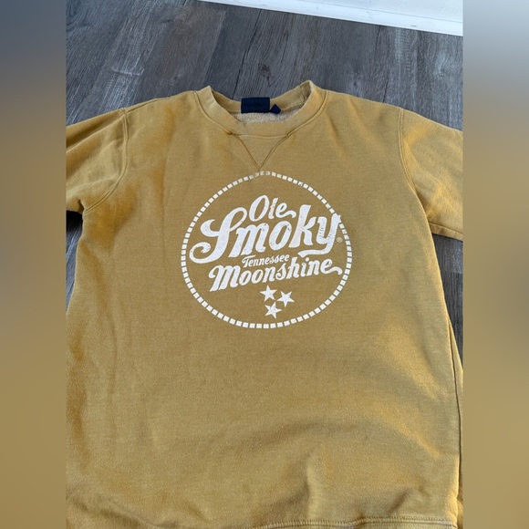 Ole Smoky Tennessee Moonshine Sweatshirt Crewneck Yellow Tan Smoky Mts Size S M - Picture 4 of 10